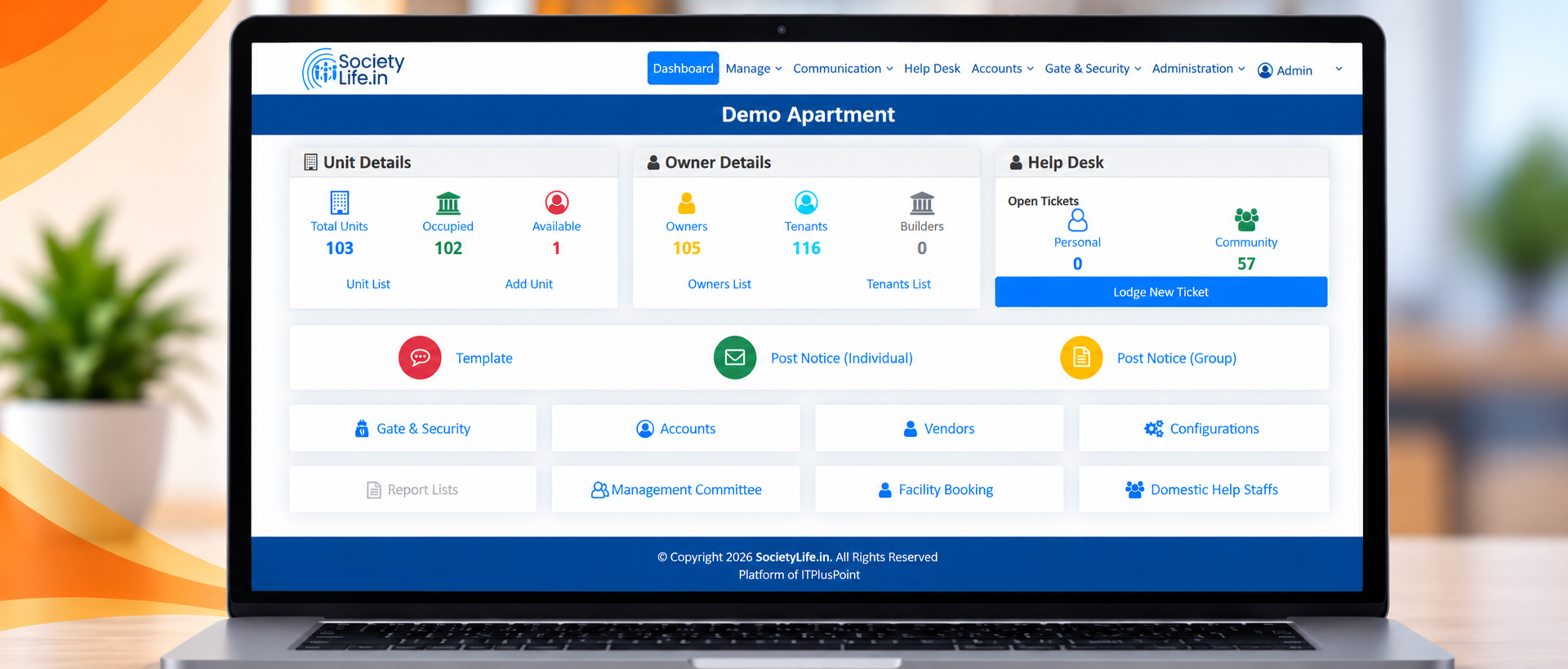 Apartment ERP dashboard preview