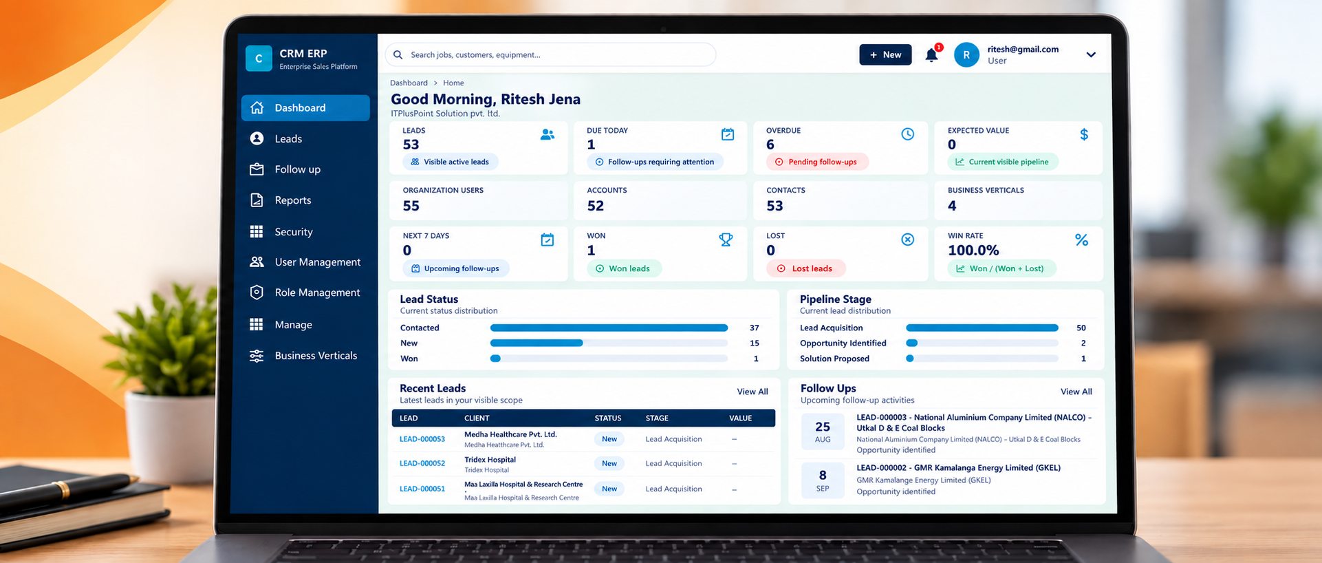 CRM dashboard preview