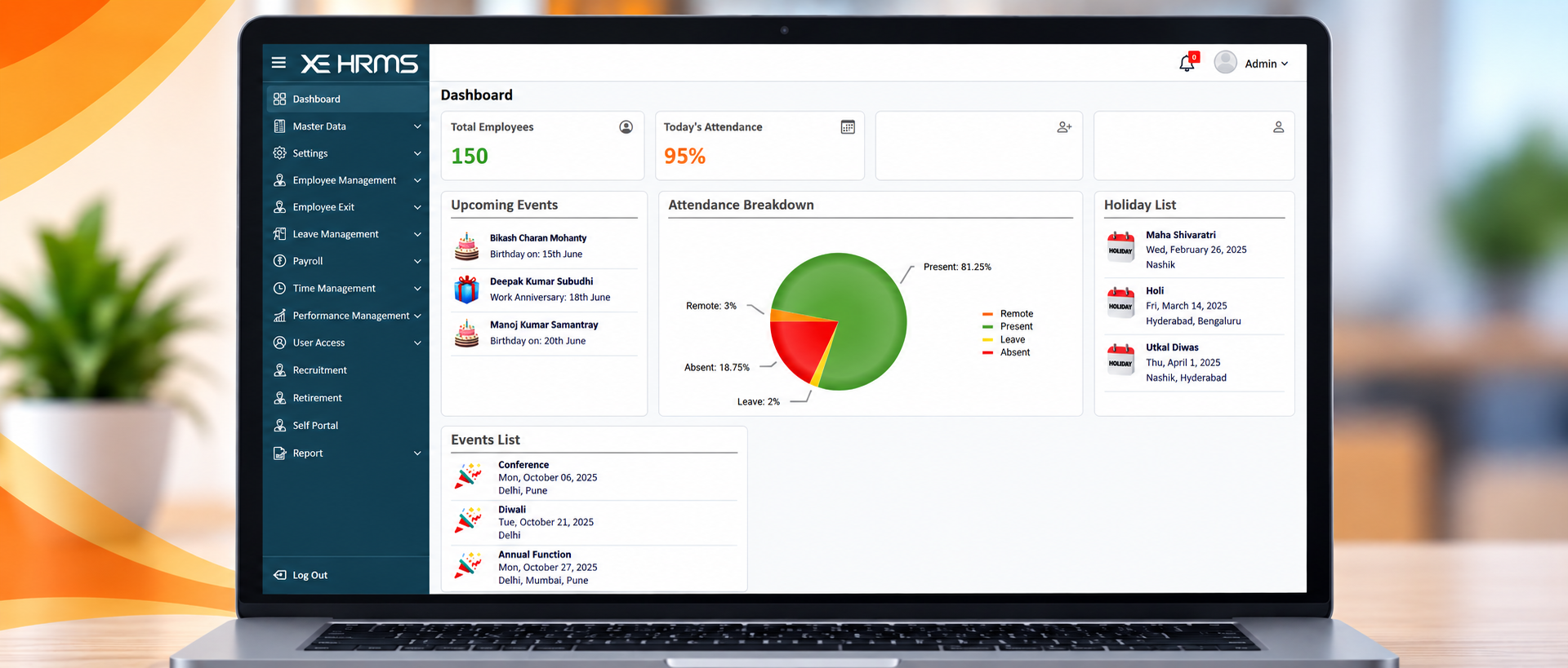 XE-HRMS dashboard preview