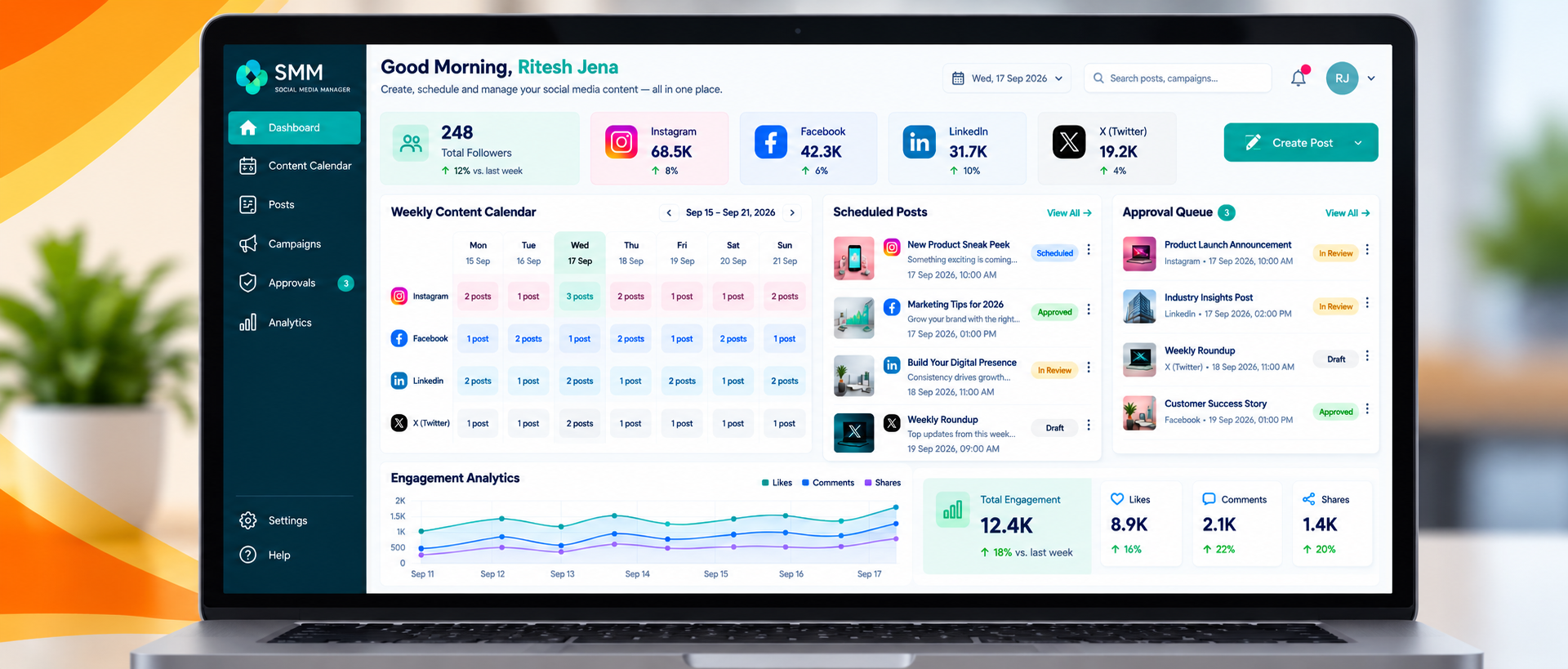 Social Media Management dashboard preview