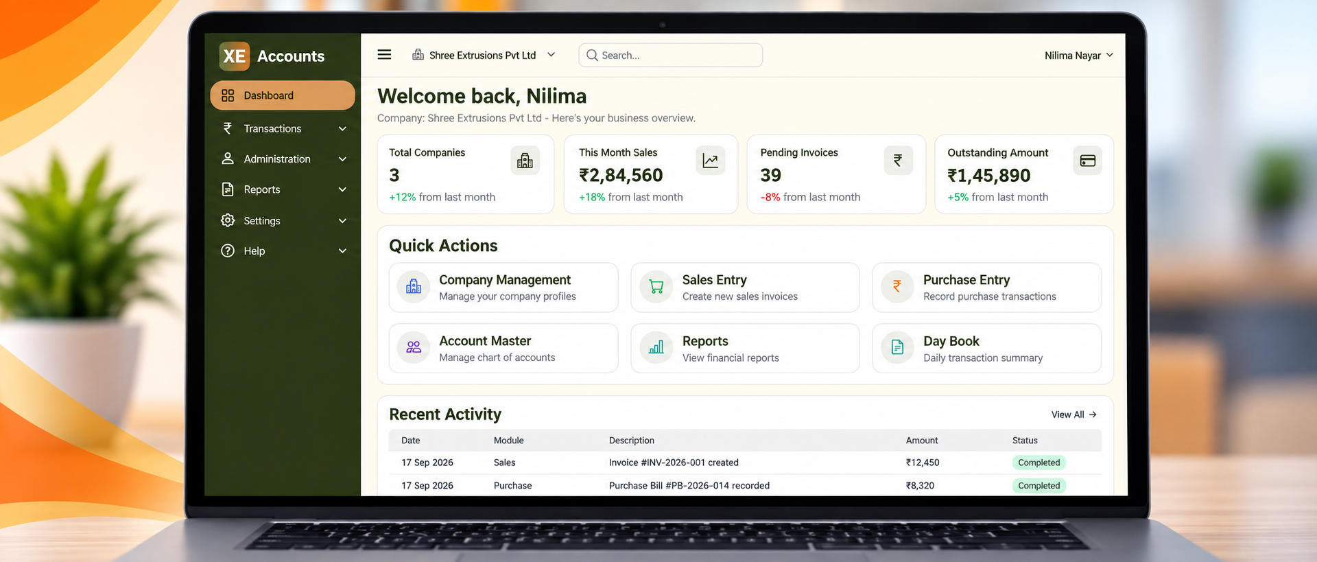 XE-Accounts dashboard preview